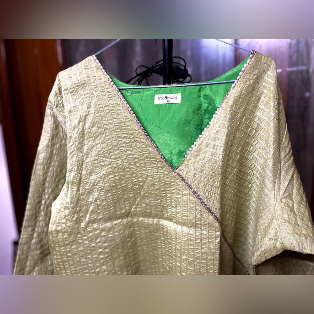 Brand New!TruBrowns Pure Silk English Green Kurta;Beautiful Parrot Green Lining - Picture 13 of 13